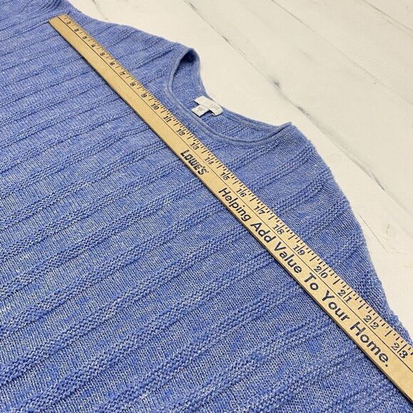 J. Jill Blue Round Neck Tunic Length Ribbed Knit Sweater Button Detail Sz M - Picture 10 of 11